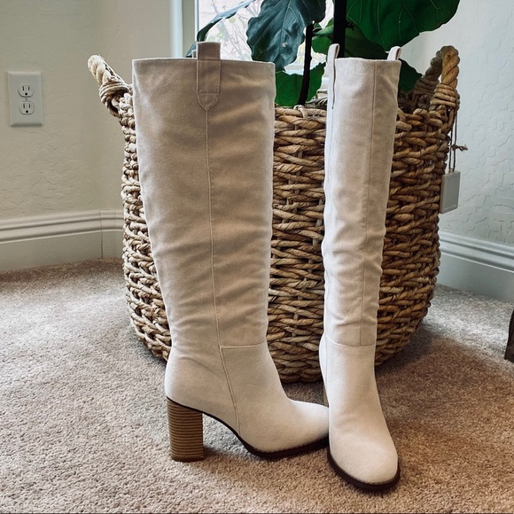 Bone colored knee high boots Clearance
